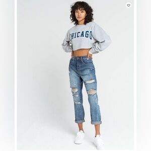 Full Tilt Chicago Crewneck Cropped Pullover Sweater Womens Size Small